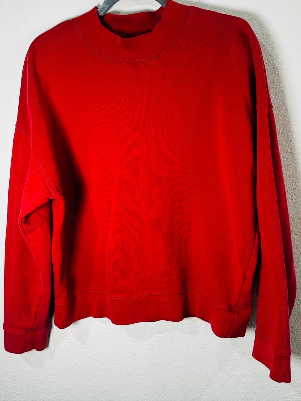 Madewell Vibrant Coral Red mock Crewneck Sweatshirt size Large